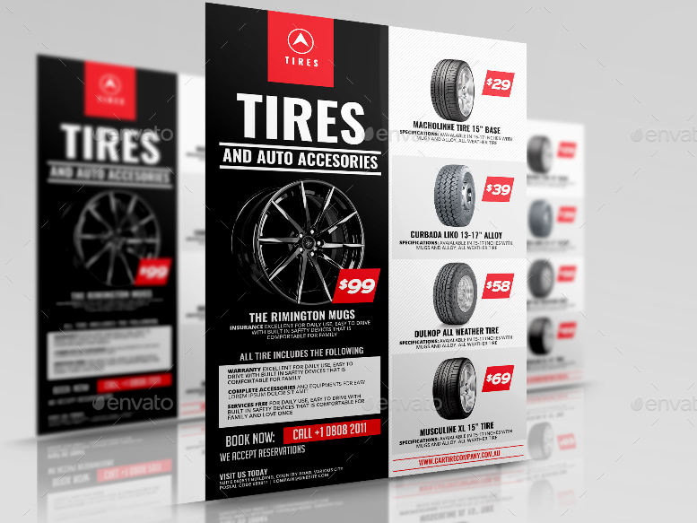 Tire Shop And Accessories Flyer Print Templates Graphicriver